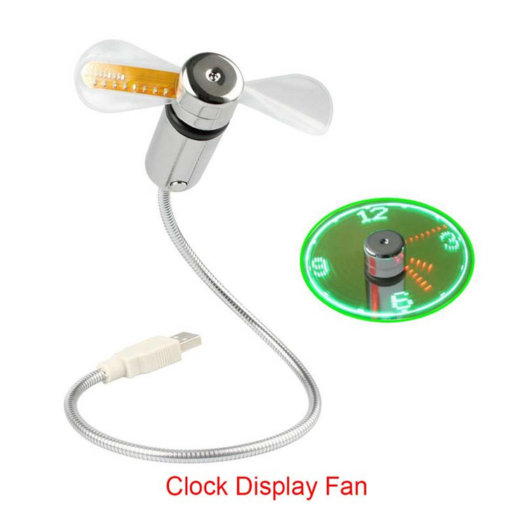 Mini USB Fan Portable Gadgets Flexible Gooseneck LED Clock Cool for Laptop PC Notebook Real Time Display Durable Adjustable