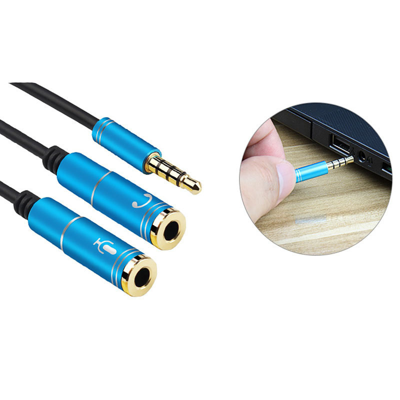 New 3.5mm Jack Headphone+Mic Audio Splitter Gold-Plated Aux Extension Adapter Cable Cord Wire for Samsung MP3 Player