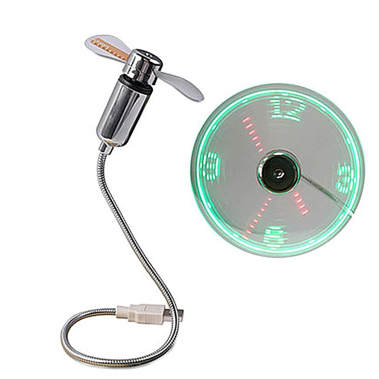 Mini USB Fan Portable Gadgets Flexible Gooseneck LED Clock Cool for Laptop PC Notebook Real Time Display Durable Adjustable