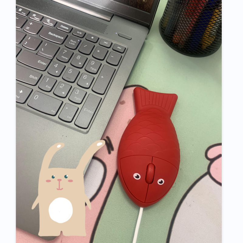 Cute Cartoon Red Fish wired usb Mouse for laptop computer pc Funny Student Mouse Creative gifts