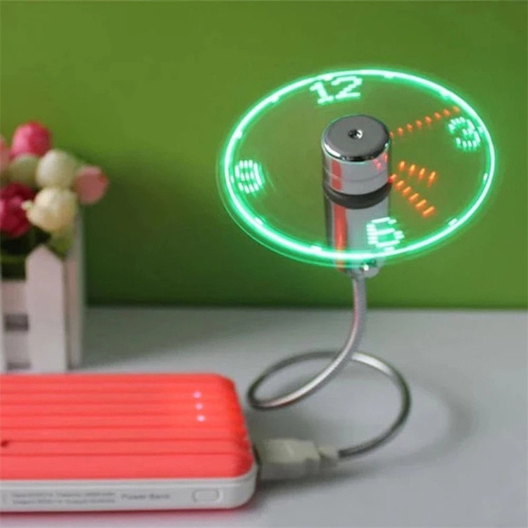 Mini USB Fan Portable Gadgets Flexible Gooseneck LED Clock Cool for Laptop PC Notebook Real Time Display Durable Adjustable