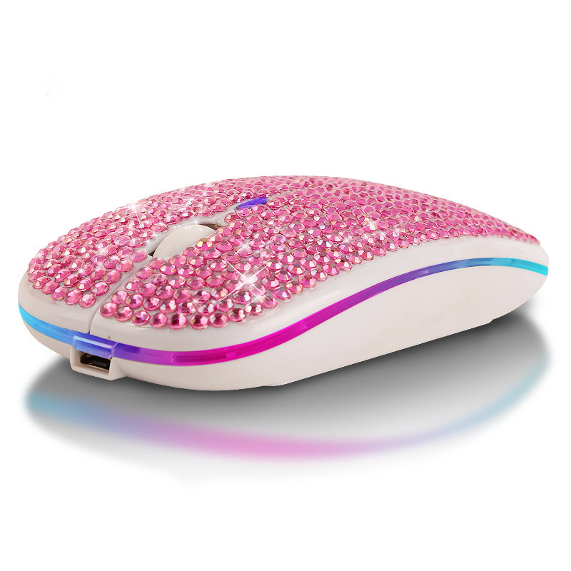 Crystal Rhinestone mouse computer accessories electronic gift seven color luminescent diamond embedded wired mouse