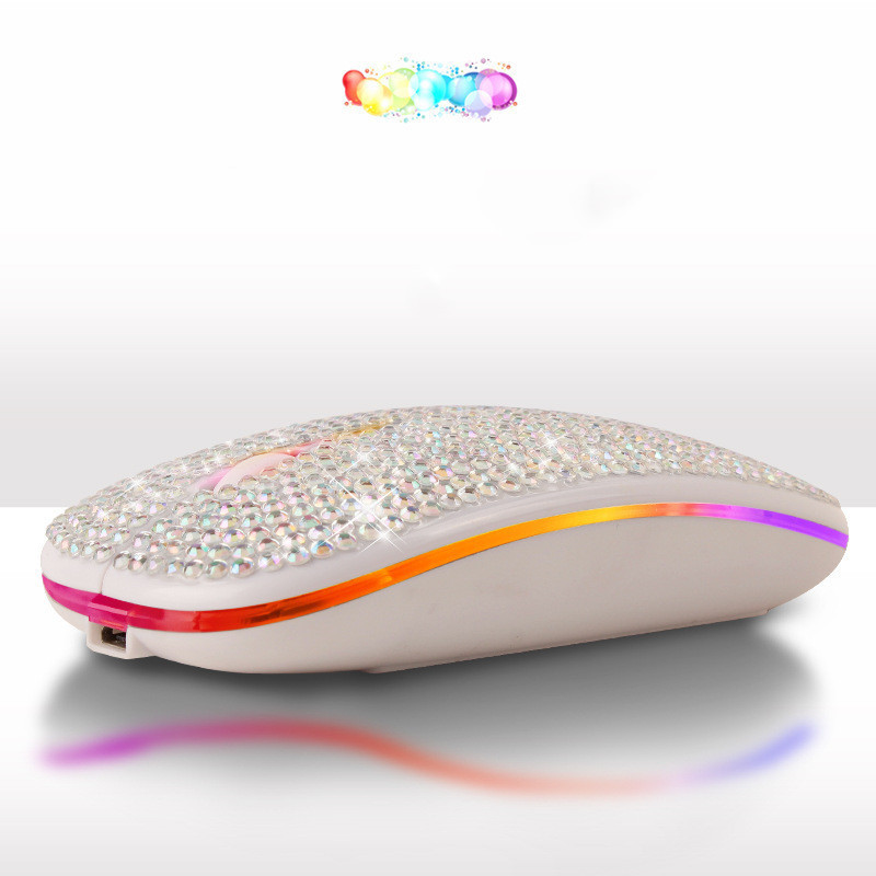 Crystal Rhinestone mouse computer accessories electronic gift seven color luminescent diamond embedded wired mouse