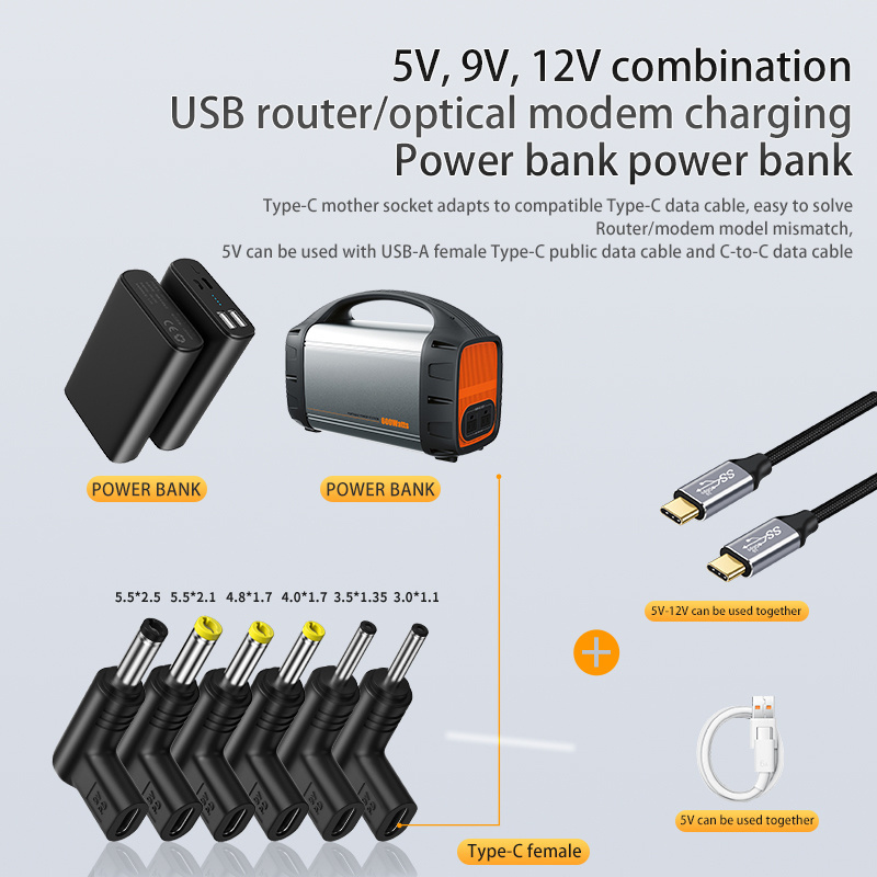 100W USB Type C to Dc Power Jack Connector USB C to Universal Laptop Power Adapter Plug Converter for Asus Dell Lenovo Notebook