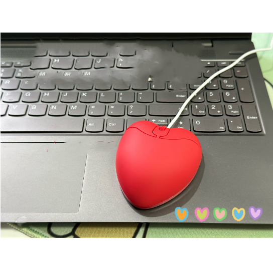 Wired Computer Mouse USB Optical Cute Red Love Heart Super Slim PC Mouse 3D For Friends Girls Kids For Laptop PC Tablet