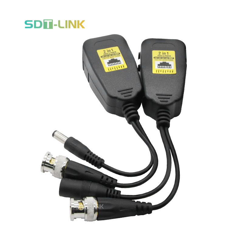 Passive 2 in 1 8MP AHD CVI TVI CVBS HD Video Power Audio & Data Transmitterbalun Video Balun BNC Supply Transceiver for CCTV