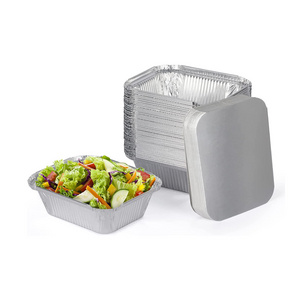 Takeaway Aluminum Foil Food Package Containers Baking Disposable Food Aluminum Foil Tray with Plastic Lid