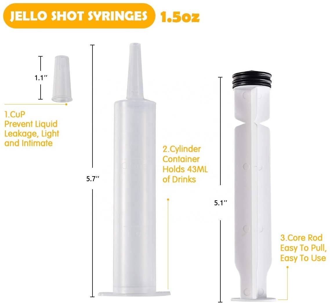 1.5oz Party Jello Shot Syringes PP Plastic Party Jello Shot Syringes With Rubber