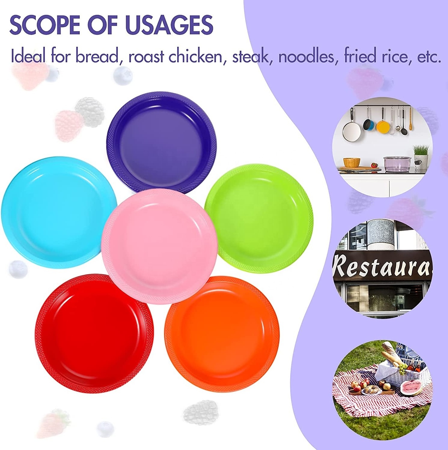 Eco-Friendly High Quality Reusable Plastic Plates Party Christmas Color Cake Plate Premium Dessert Dinner Plate