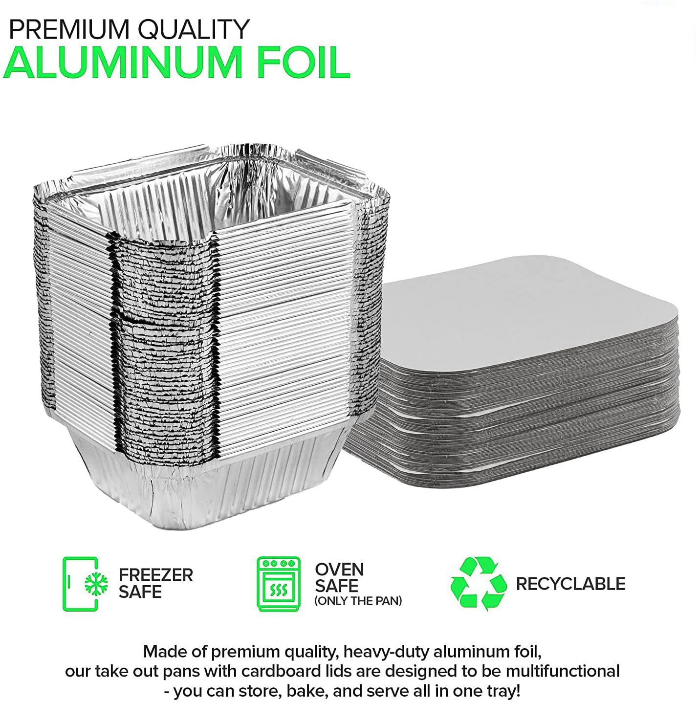 Takeaway Aluminum Foil Food Package Containers Baking Disposable Food Aluminum Foil Tray with Plastic Lid