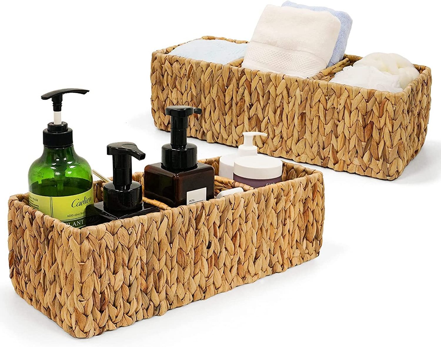 Handmade Seagrass water hyacinth  Woven Storage Box Basket with Sundry Bath Cosmetic Towel holder