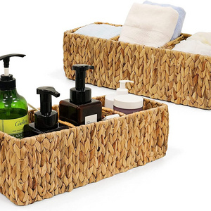 Handmade Seagrass water hyacinth  Woven Storage Box Basket with Sundry Bath Cosmetic Towel holder