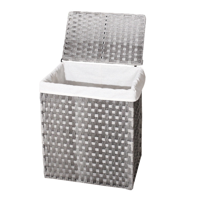 New and strong enough Rectangle PE synthetic rattan waterproof folding dirty cloth storage laundry basket with lid