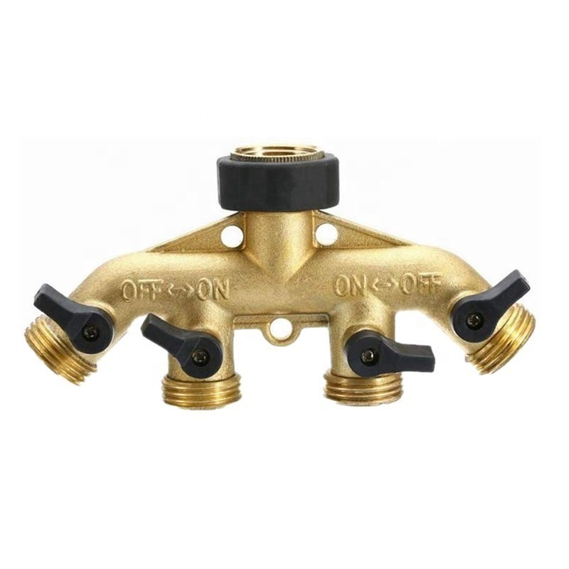 Low price 4 Way Hose Splitter shut-off valves for Garden tap irrigation solid hose