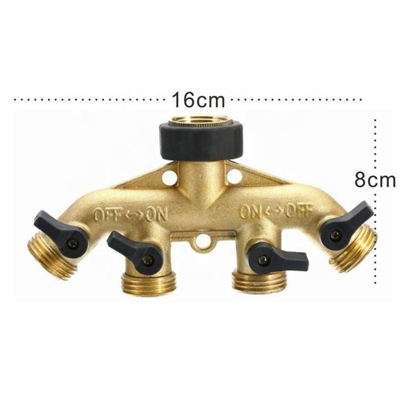 Low price 4 Way Hose Splitter shut-off valves for Garden tap irrigation solid hose