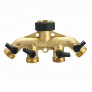 Heavy Duty 4 Way Metal Hose Splitter for Garden Irrigation System Water Connector for Garden Tools Connection with Hose Pipe