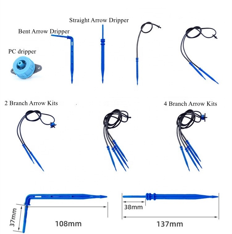 High Quality 4 Branch Drip Arrow Kits for Greenhouse Garden Irrigation System Connects Hose Dripper for Efficient Watering Farms