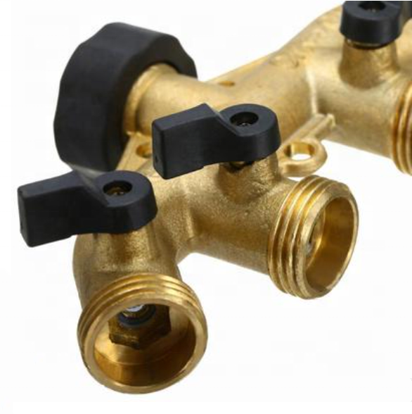 4 Way Metal Garden Hose Connector Splitter Outdoor Zinc & Plastic PP Water Splitter for Irrigation & Garden Tools