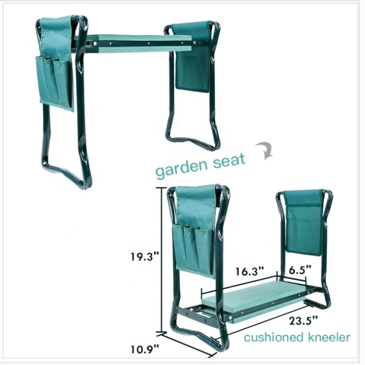 Portable Foldable Garden Kneeler Stool Kneeling Pad Bench Chair and Seat with Tool Pouches