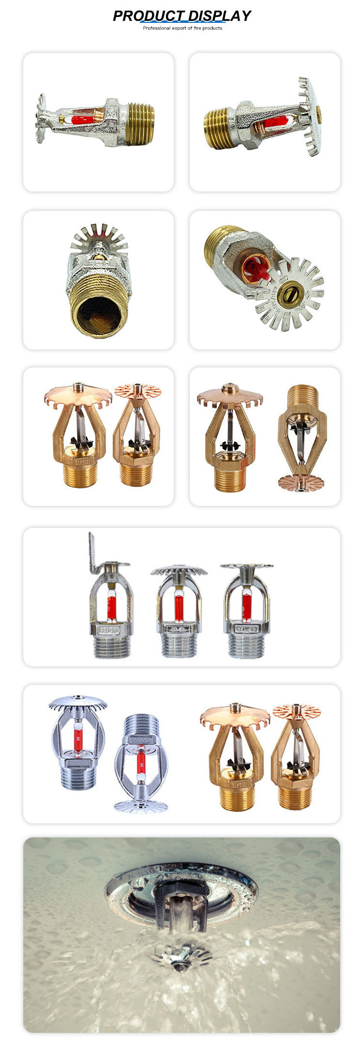 Vertical Fire Sprinklers Guard System Pump Fm Steel Pipe conceal Head Sprinklers 3/4 Head Cover Kf Horizontal Fire Sprinkler