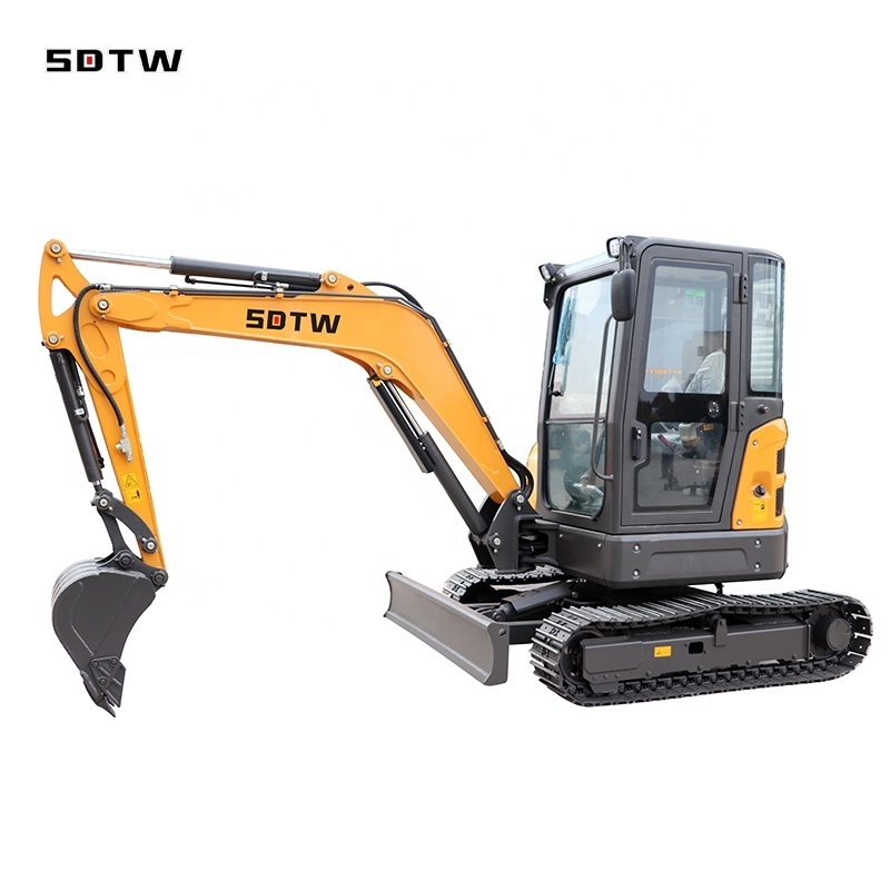 SDTW 4000kg 18.5kw kubota engine with swing boom, pilot joysticks, big cabin crawler mini digger excavator with A/C