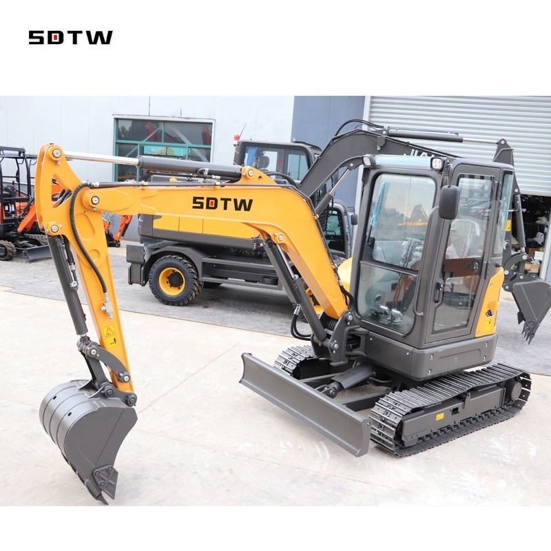 SDTW 4000kg 18.5kw kubota engine with swing boom, pilot joysticks, big cabin crawler mini digger excavator with A/C