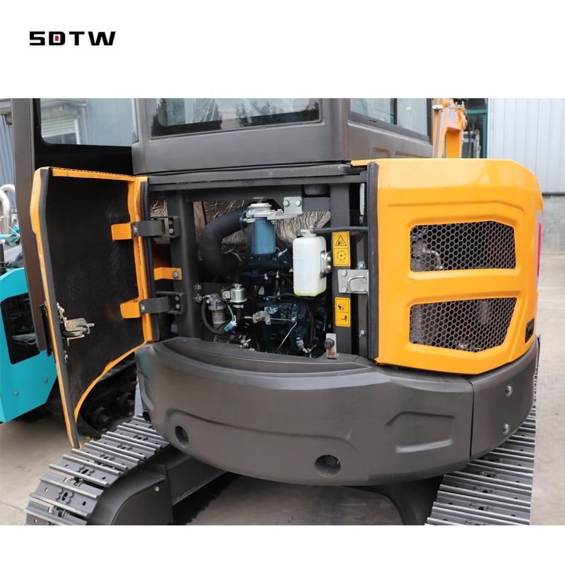 SDTW 4000kg 18.5kw kubota engine with swing boom, pilot joysticks, big cabin crawler mini digger excavator with A/C