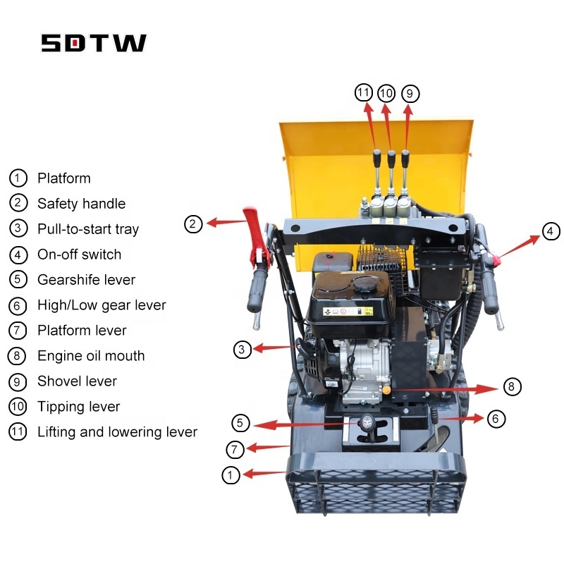 china best price 500KG 6.62kw Briggs&Stratton gasoline engine Mini Self Loading Track Dumper with Hydraulic Tipping for sale