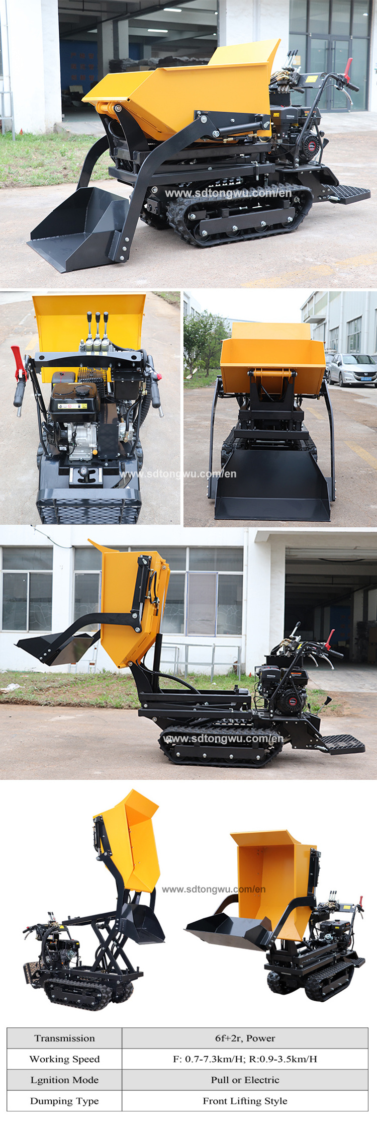 china best price 500KG 6.62kw Briggs&Stratton gasoline engine Mini Self Loading Track Dumper with Hydraulic Tipping for sale