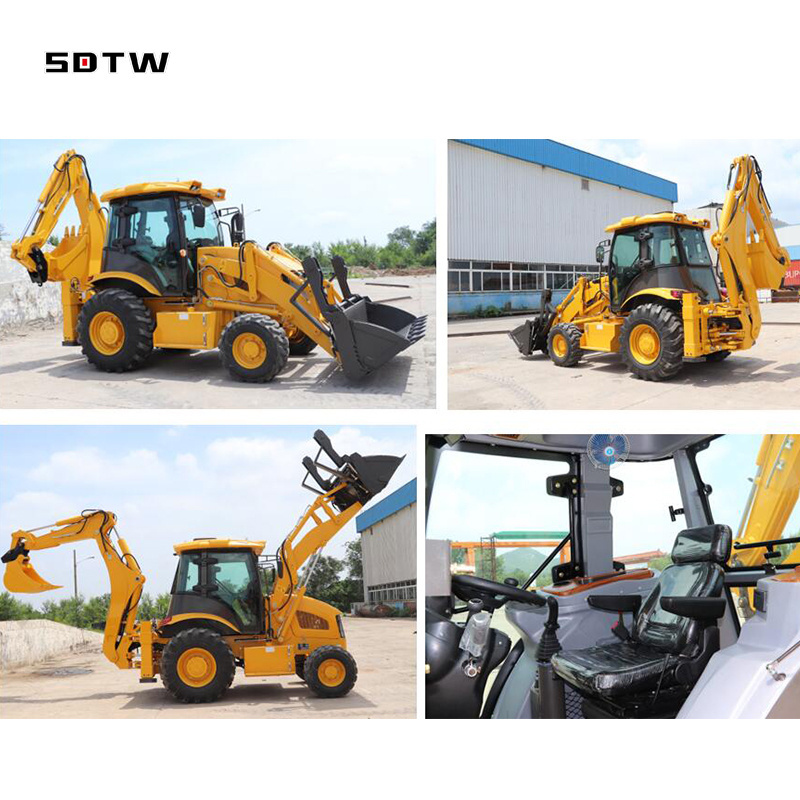 TW880 8ton Top Quality Small Wheel Backhoe Loader Mini Skid Steer Loader