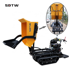 1ton mini crawler high tip lifting motocarriola dumper 500kg 700kg rubber track transporter dumper diesel engine for hot sale