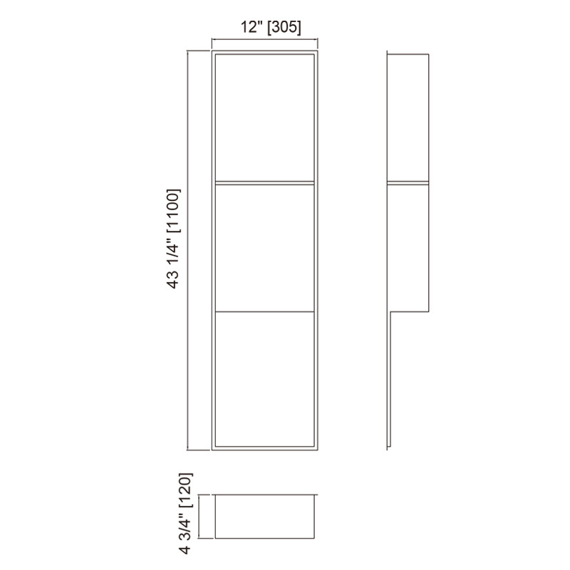 Hot Selling 43 Inch Stainless Steel Bathroom Insert Niches Double Shelf Niche