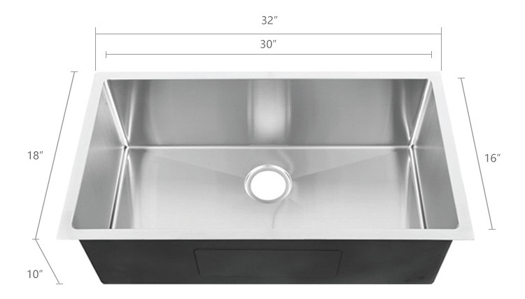 Hot Selling Single Bowl Kitchen Sinks 16 Gauge Stainless Steel Undermount Sink