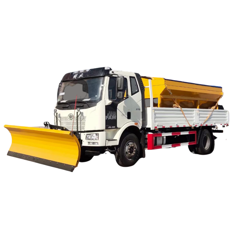 Chinese FAW  truck mounted snow removal machine new designed 6 wheels 8cbm snow-melt spreading truck snow shovel truck