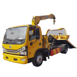 Good quality 6T 5T 4T flatbed tow wrecker truck with crane boom dongfeng captain new used telescopic boom with towing vehicle