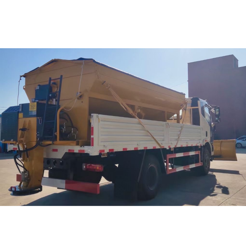 Chinese FAW  truck mounted snow removal machine new designed 6 wheels 8cbm snow-melt spreading truck snow shovel truck