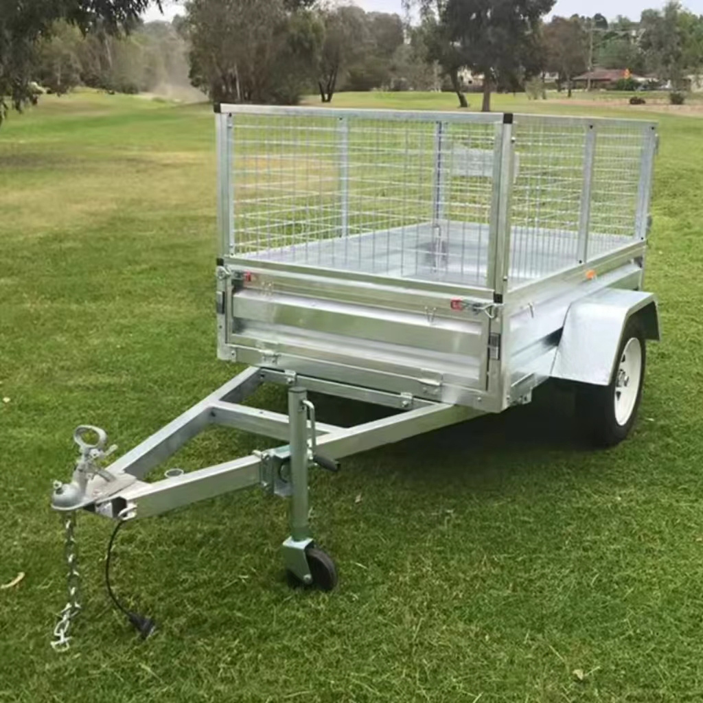 12x6 Tandem Dual Axle Box Trailer Galvanized Car Trailer With 600/900mm Cage