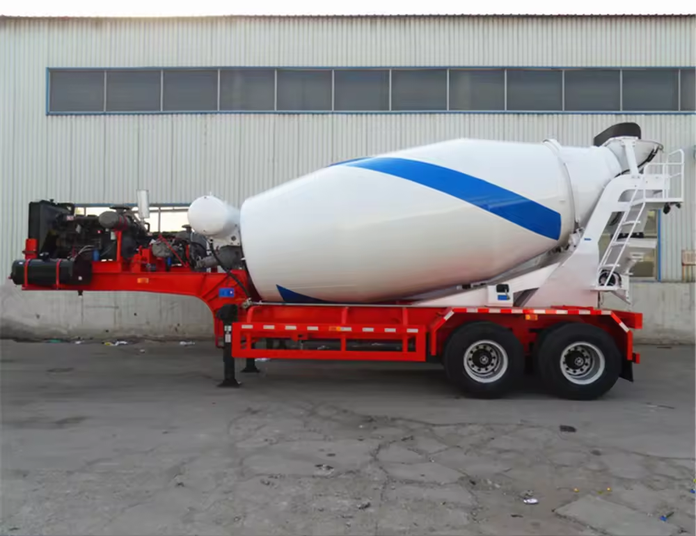 HOT SALES 2 AXLE 15CBM  HIGH OPERATING EFFICIENCY CONCRETE MIXING SEMI TRAILER