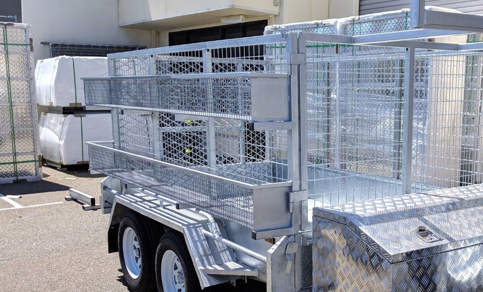 Galvanized Utility Box Trailer With Cage