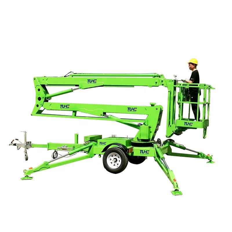 TUHE 10-24m trailer boom lift/cherry picker used for tree pruning/street lights repair