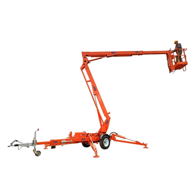 TUHE 10-24m trailer boom lift/cherry picker used for tree pruning/street lights repair