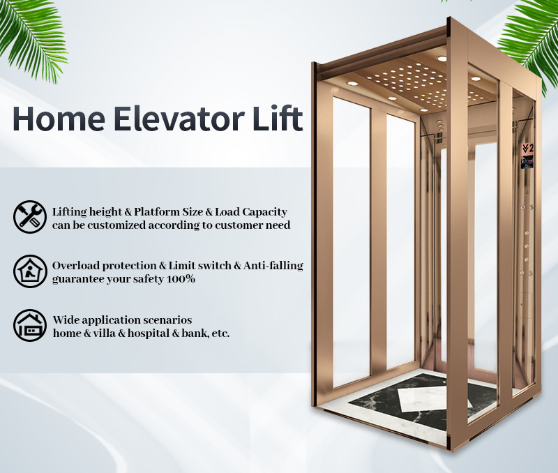 2-4 floors Indoor &Outdoor Electric Residential Cheap Passenger Elevator Lift Small Dumbwaiter Home Lift For Sale