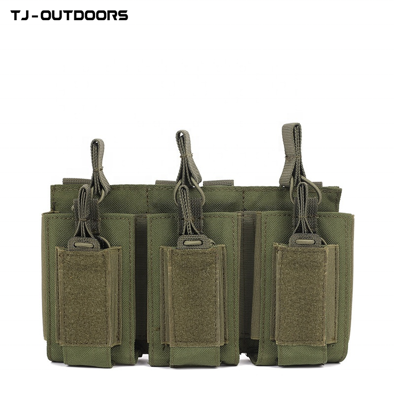 The adjustable tactical three magazine bag opens at the top of the TJ cartridge bag