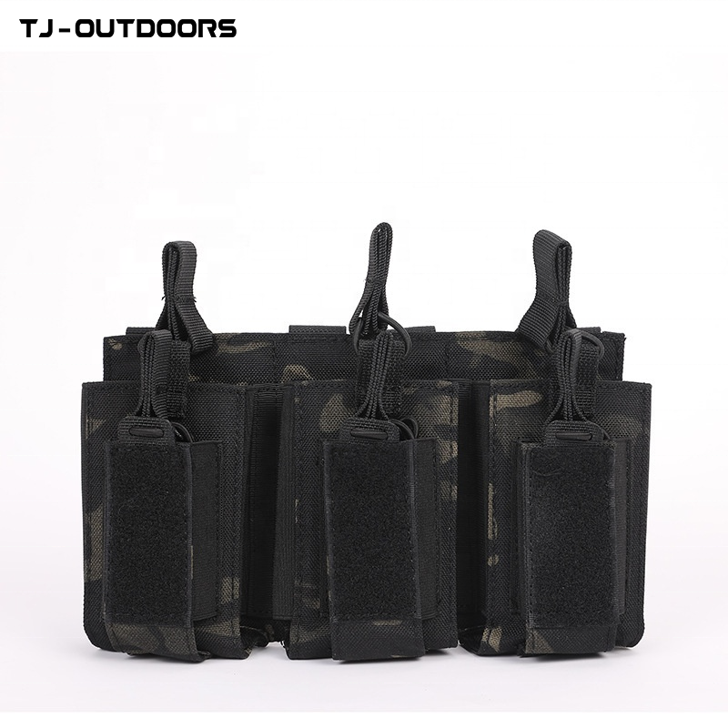 The adjustable tactical three magazine bag opens at the top of the TJ cartridge bag