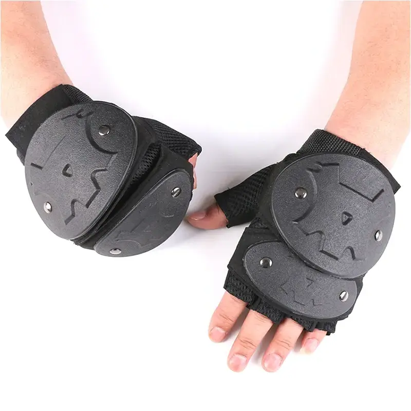 Factory wholesale High quality Black Leather Tactical Gloves For Shooting Soft Rubber Half Finger