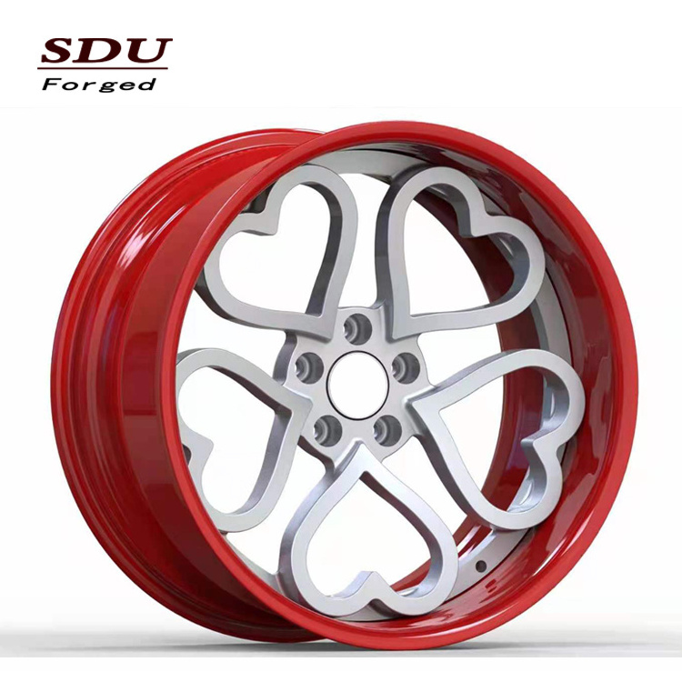 Factory Wholesale Custom forged wheels Affordable Sport Wheels For Cars Negative Offset Rims with hearts 18-24 inches 2pc Forged