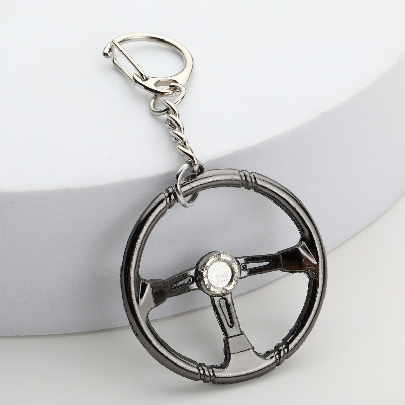 Hot Selling Racing Steering Wheel Personality Modified Muscle Cars parts KeyChain Steering Wheel Creative Model Metal Key Chains