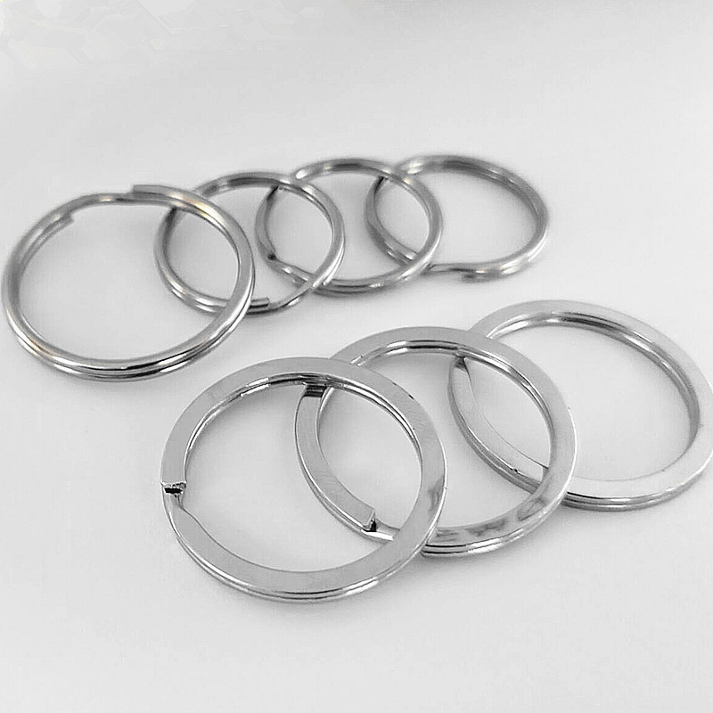 Hot Sale Stainless Steel For Keychains Fashion Metal Keyring Polished Flat Edge Style Metal Parts Key Ring