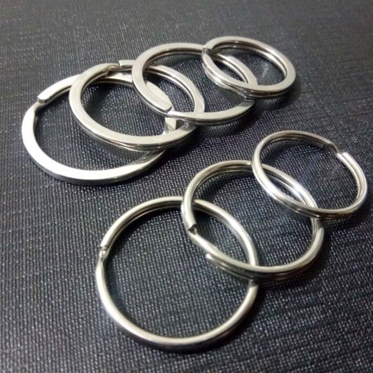 Hot Sale Stainless Steel For Keychains Fashion Metal Keyring Polished Flat Edge Style Metal Parts Key Ring