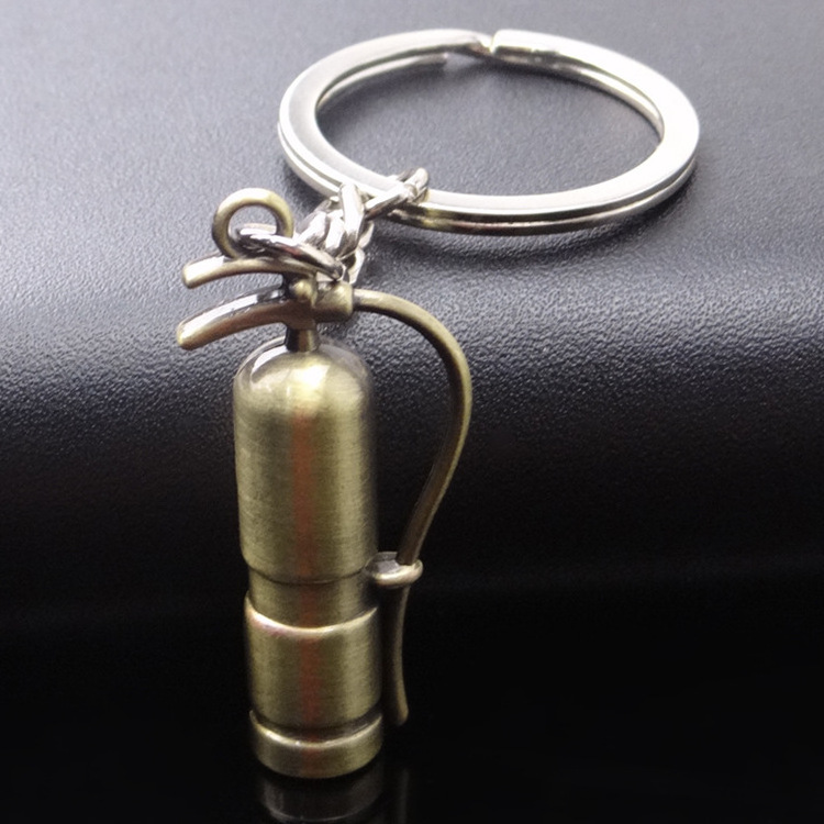 3D Fire Extinguisher Shape Metal Key Ring Firefighter Keychain Fire Extinguisher Charm Firefighter Key Chain